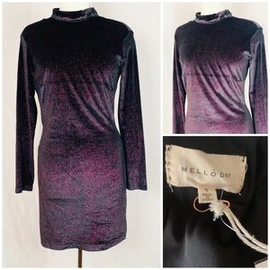 Melloday Size S Wine Shimmer Velvet Sheath Dress